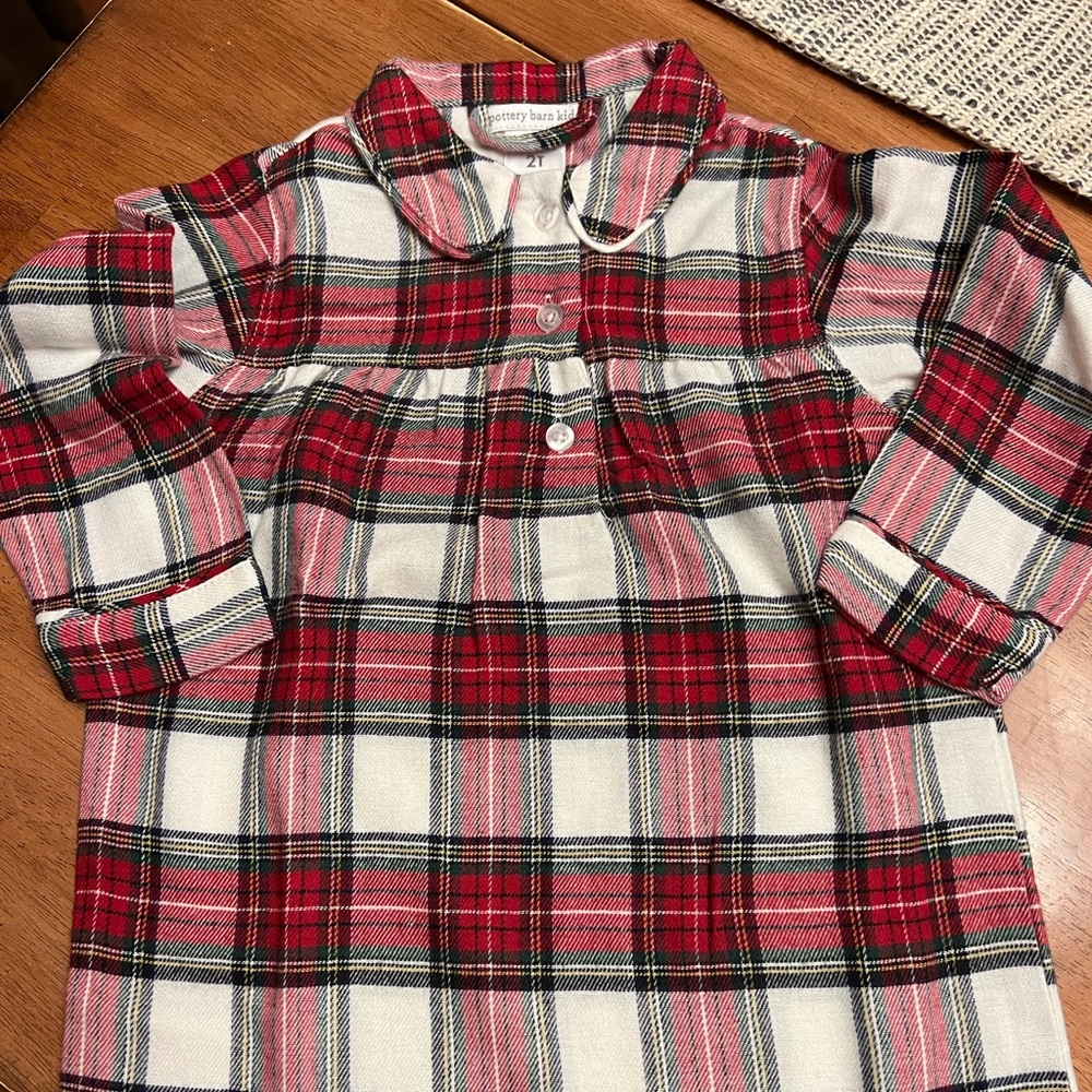 Pottery Barn Kids Holiday Morgan Plaid Nightgown - 2T - Brand New